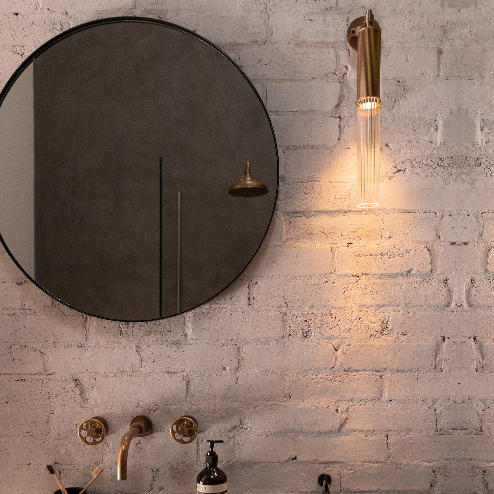 FlumeLight | Elegant Contemporary Brass Reeded Glass Wall Sconce 3
