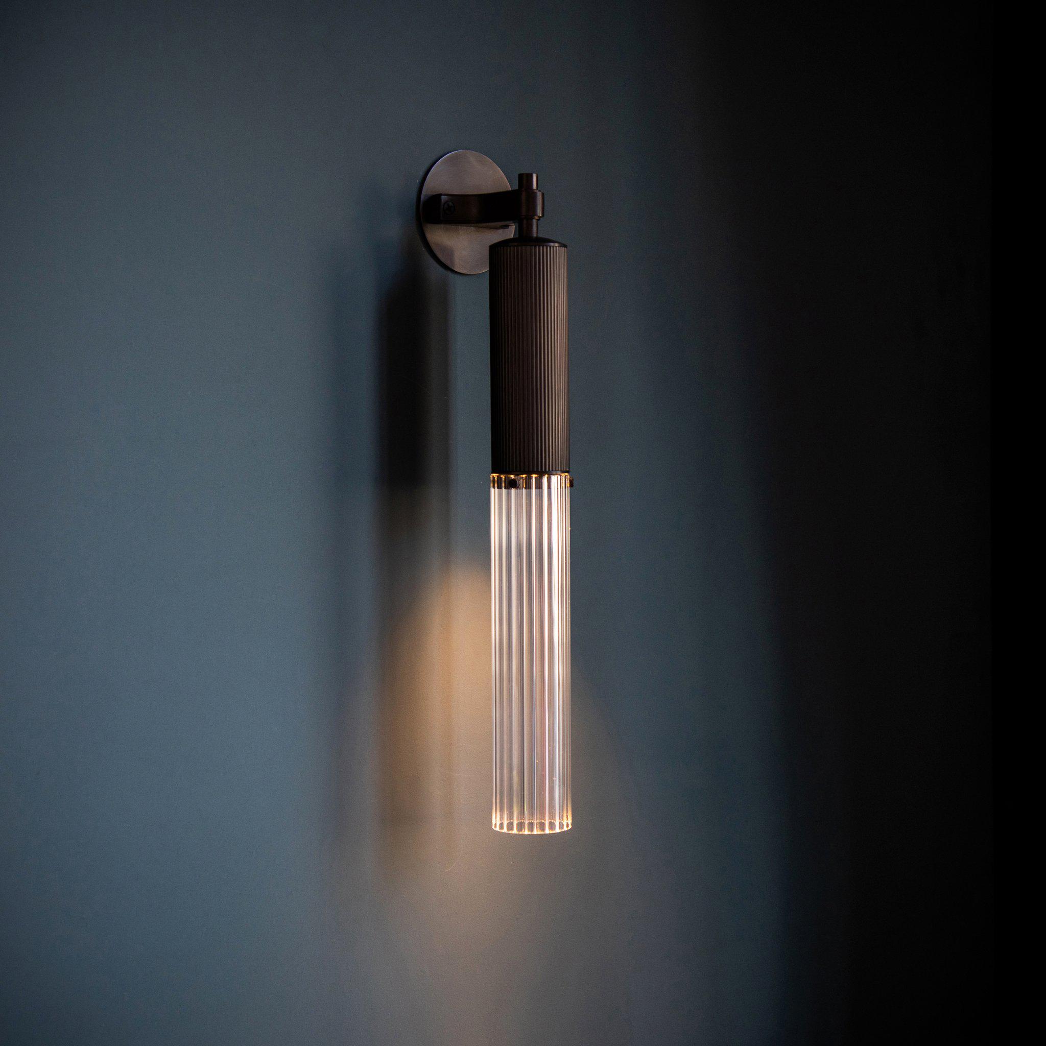 FlumeLight | Elegant Contemporary Brass Reeded Glass Wall Sconce 5