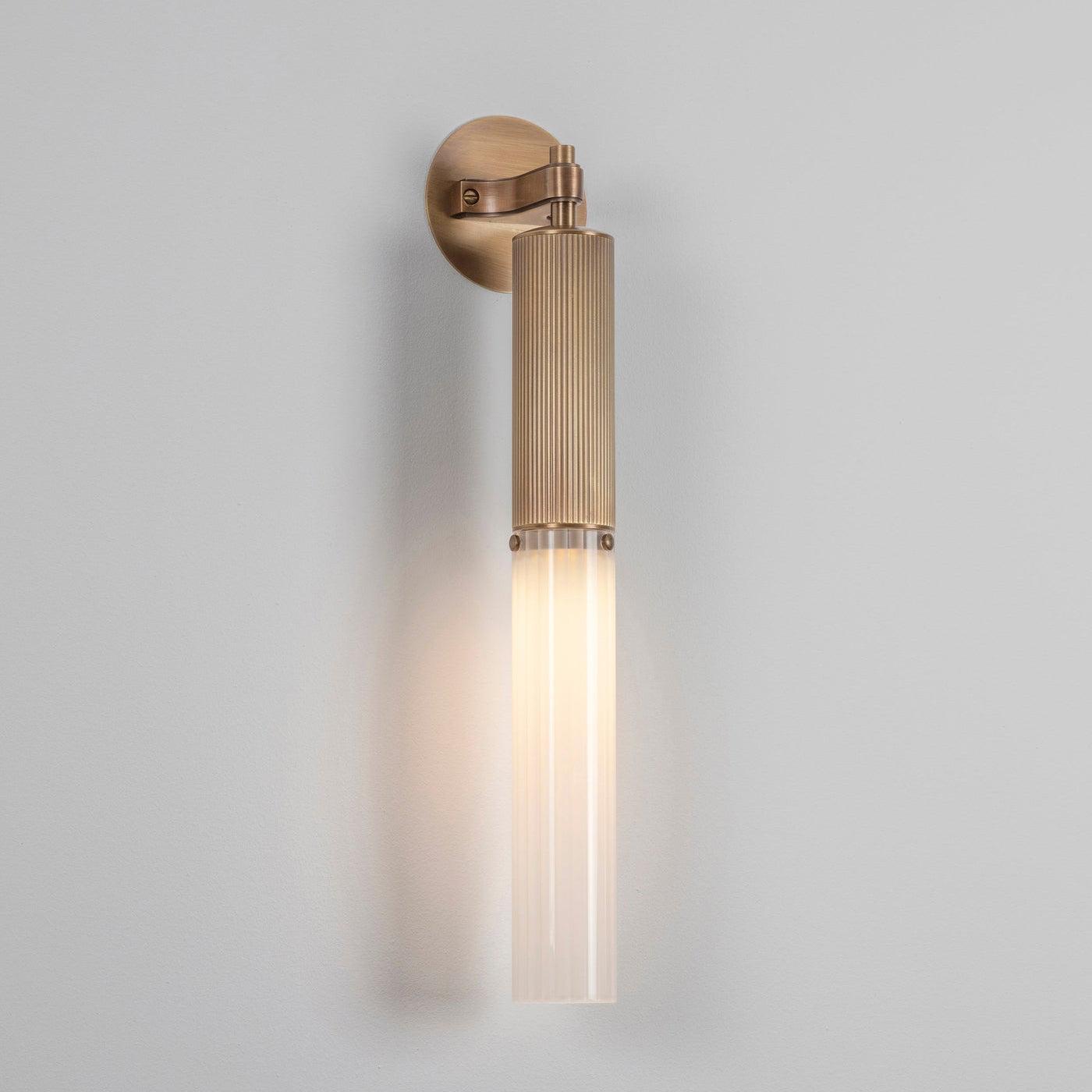 FlumeLight | Elegant Contemporary Brass Reeded Glass Wall Sconce 8