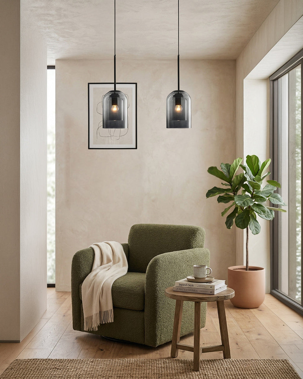 MiraGlass | Stylish Double-Layered Glass Pendant Lighting for Kitchen Island