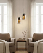 MiraGlass | Stylish Double-Layered Glass Pendant Lighting for Kitchen Island