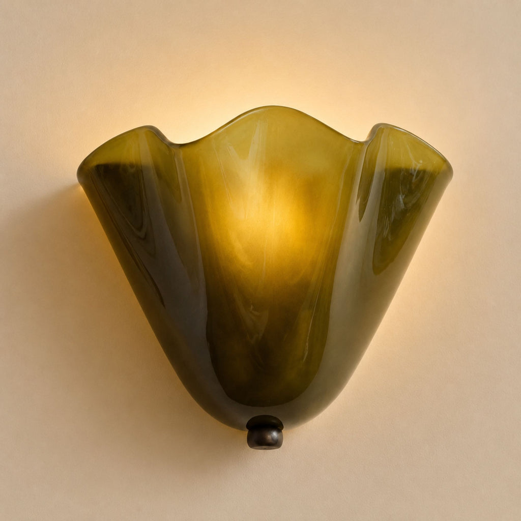 LuminaraShell | Elegant Vintage Stained Glass Wall Sconce Light / green