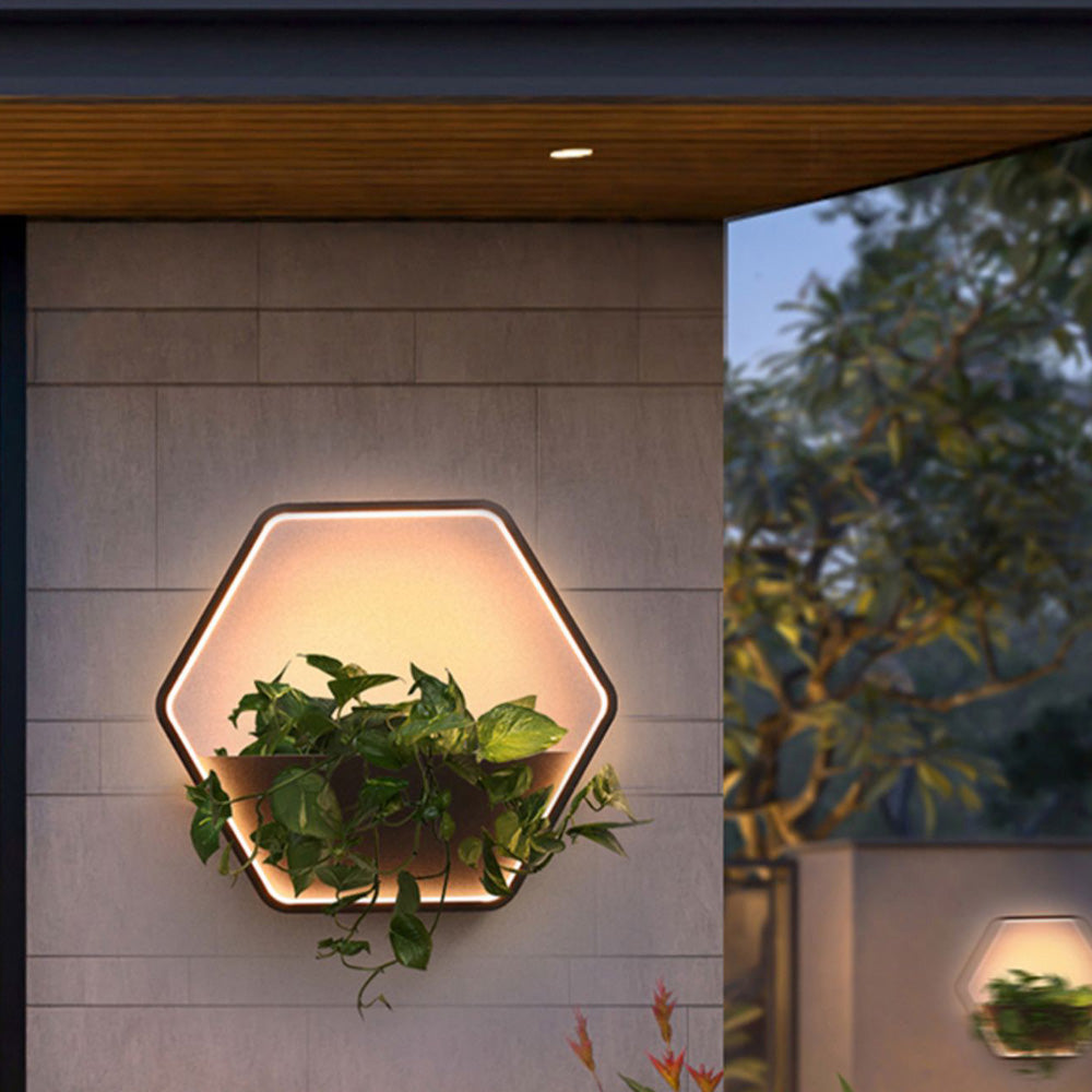 HexaRay | Stylish Modern Metal Outdoor Wall Lamp with Shelf 2