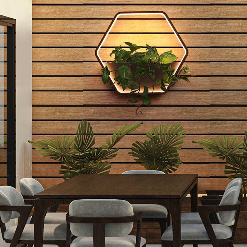 HexaRay | Stylish Modern Metal Outdoor Wall Lamp with Shelf 7
