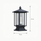 Dimensions graphic showing the ribbed glass post cap at 19cm wide and 37cm high