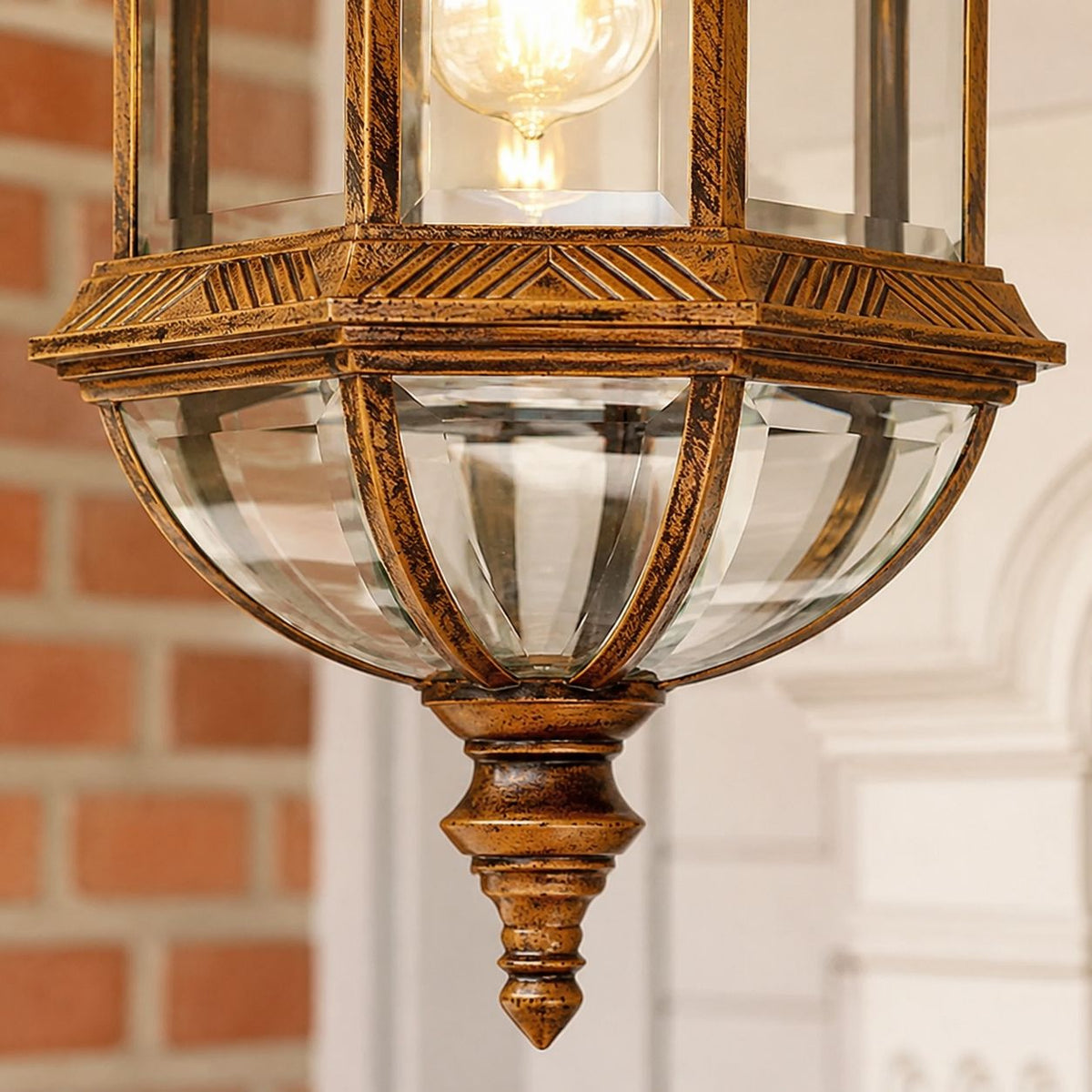 Domed Outdoor Pendant Light | Clear Glass Hanging Lantern, IP44