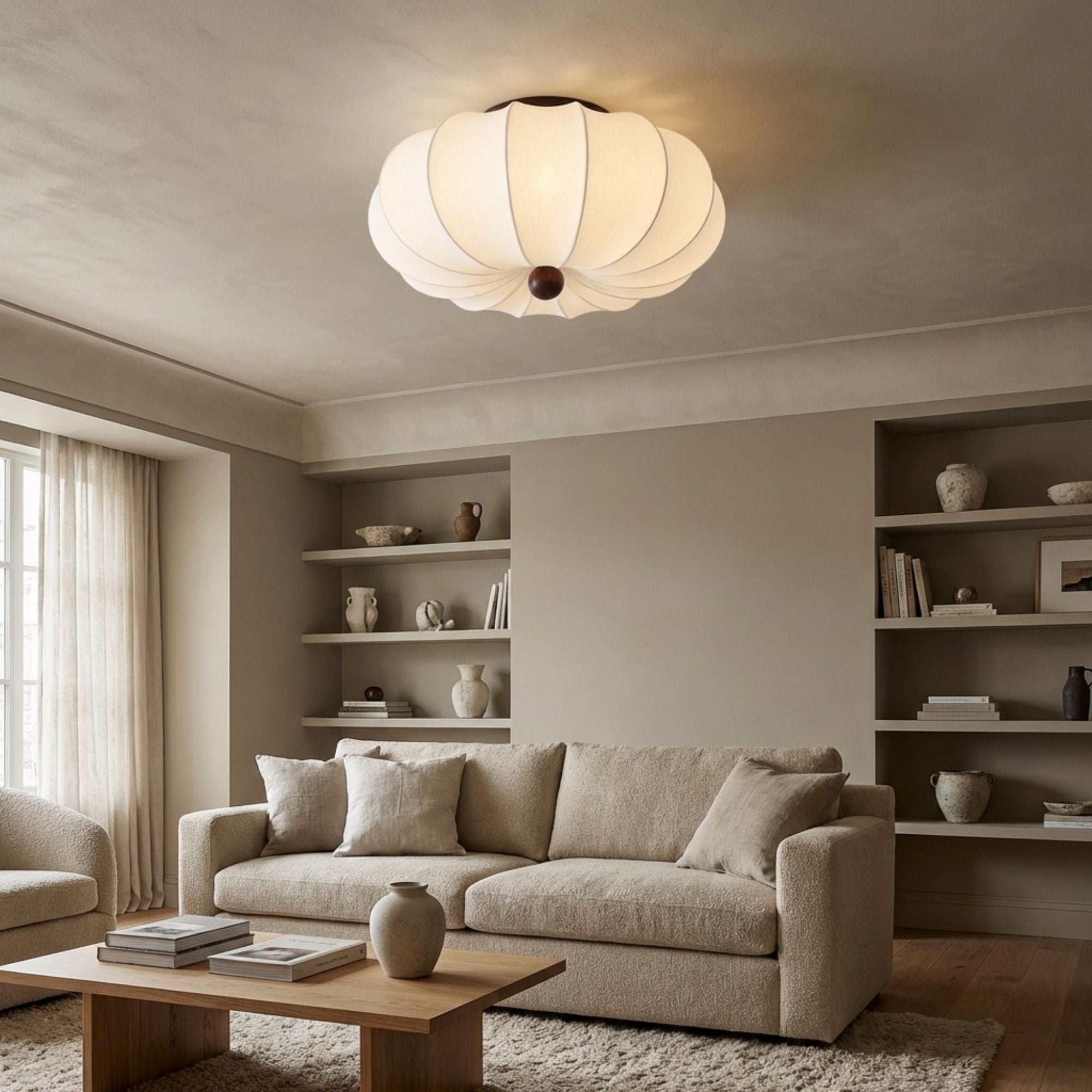 KiyoshiGlow | Elegant Japandi Flush Mount Ceiling Light Fixture