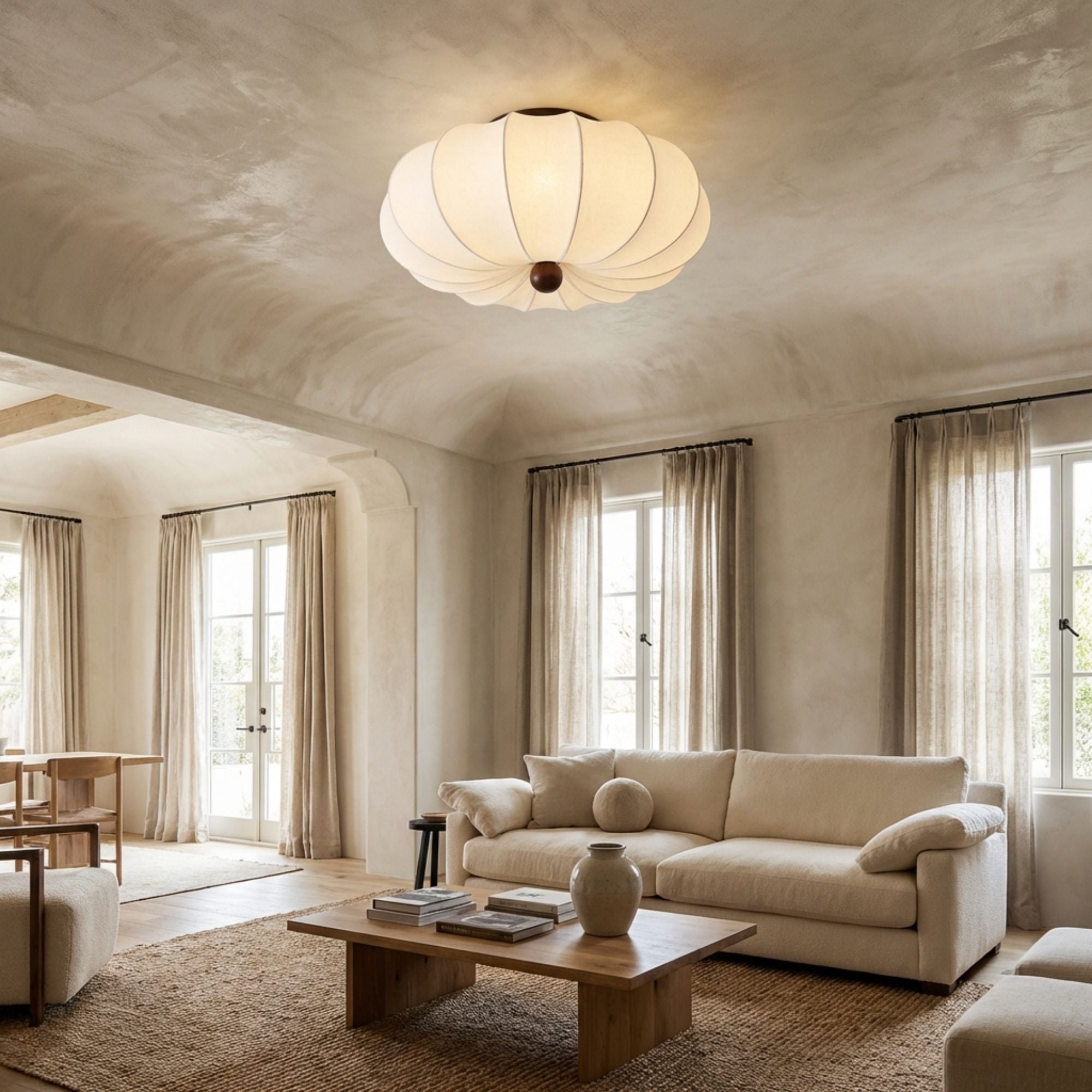 KiyoshiGlow | Elegant Japandi Flush Mount Ceiling Light Fixture