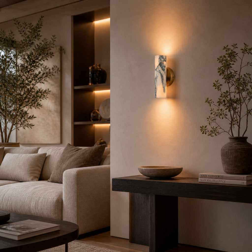 Aureline | Elegant Minimalist Marble Wall Sconce Lighting with Dual LED