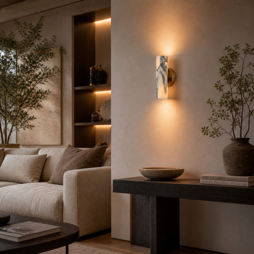 Aureline | Elegant Minimalist Marble Wall Sconce Lighting with Dual LED