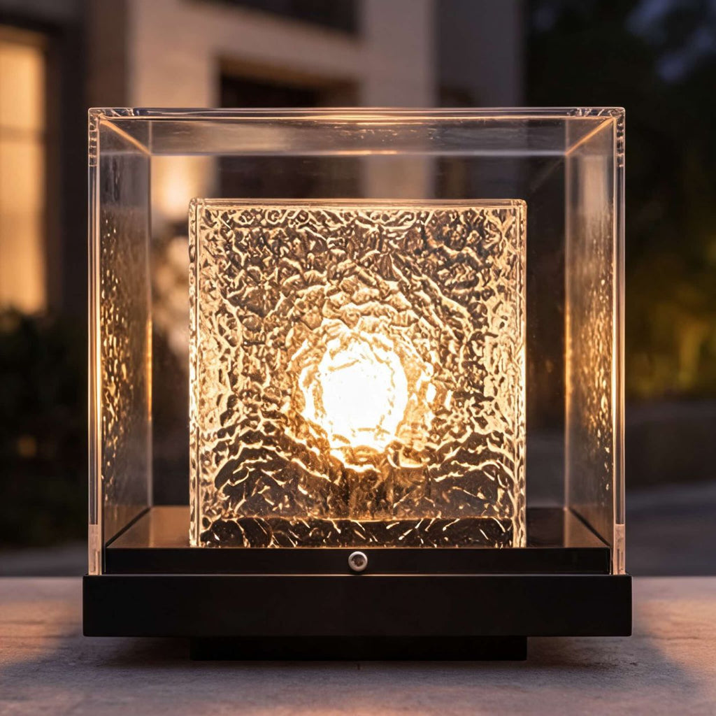 Close-up of the textured inner diffuser glowing inside the clear outer case