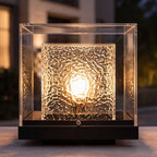 Close-up of the textured inner diffuser glowing inside the clear outer case