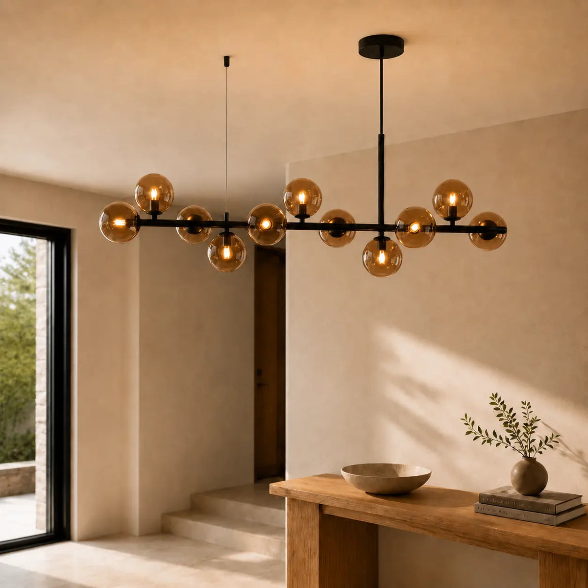 Luminara | Elegant Adjustable Glass Pendant Light Cluster for Kitchen Island