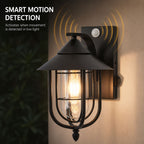 Smart motion detection graphic showing the sensor above the caged lantern