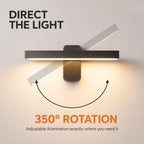 Graphic showing the bar rotating 350 degrees to direct the light