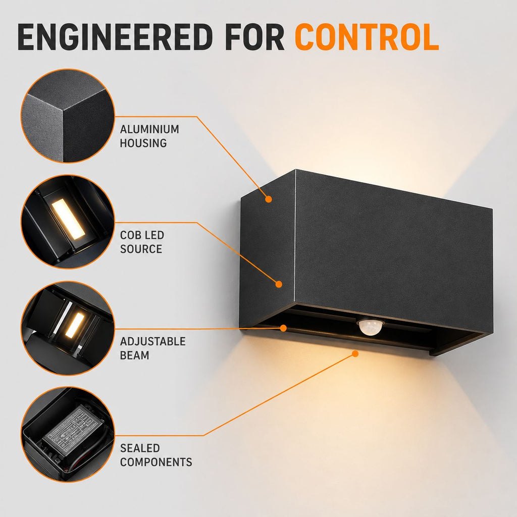Engineered for control graphic showing aluminium housing and sealed components