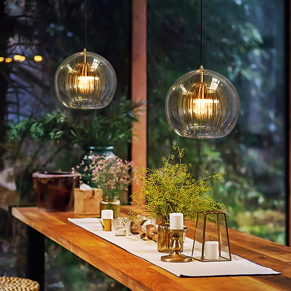 Luminara | Elegant Amber Glass Kitchen Pendant Lighting Fixture 2