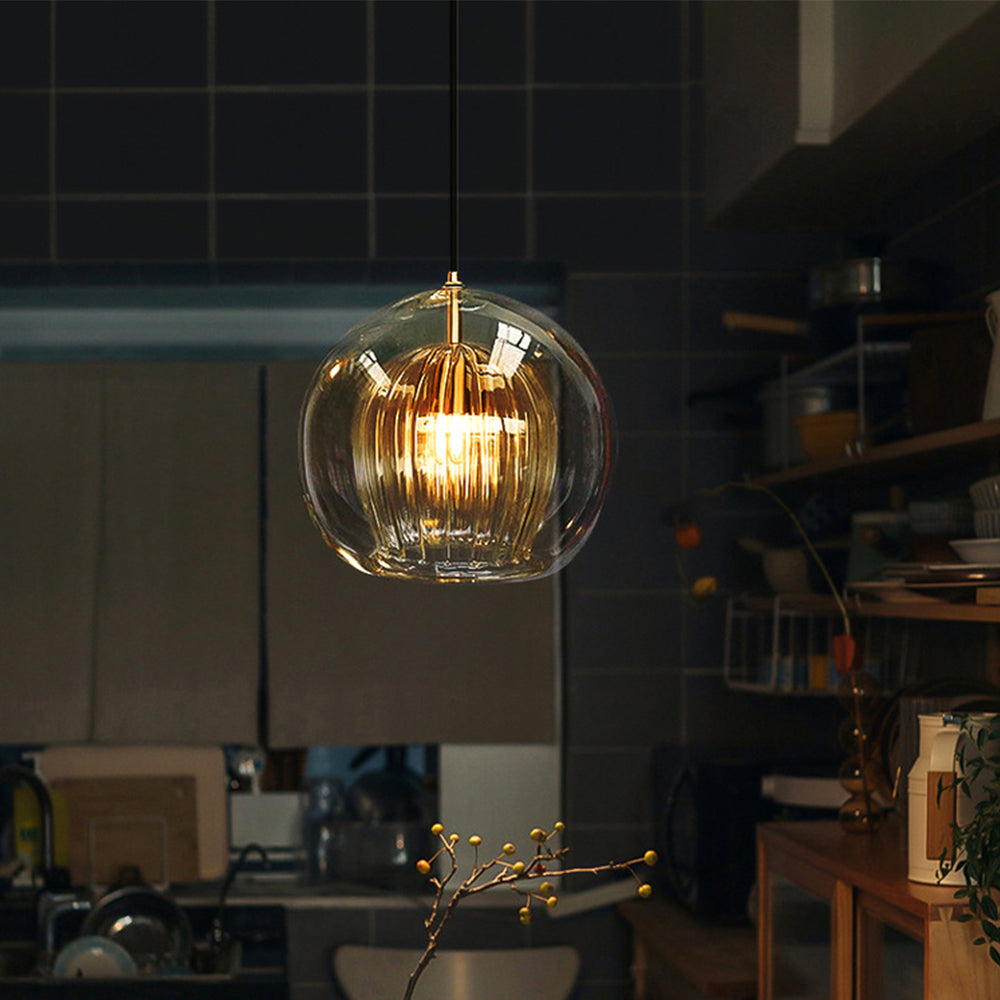 Luminara | Elegant Amber Glass Kitchen Pendant Lighting Fixture 9