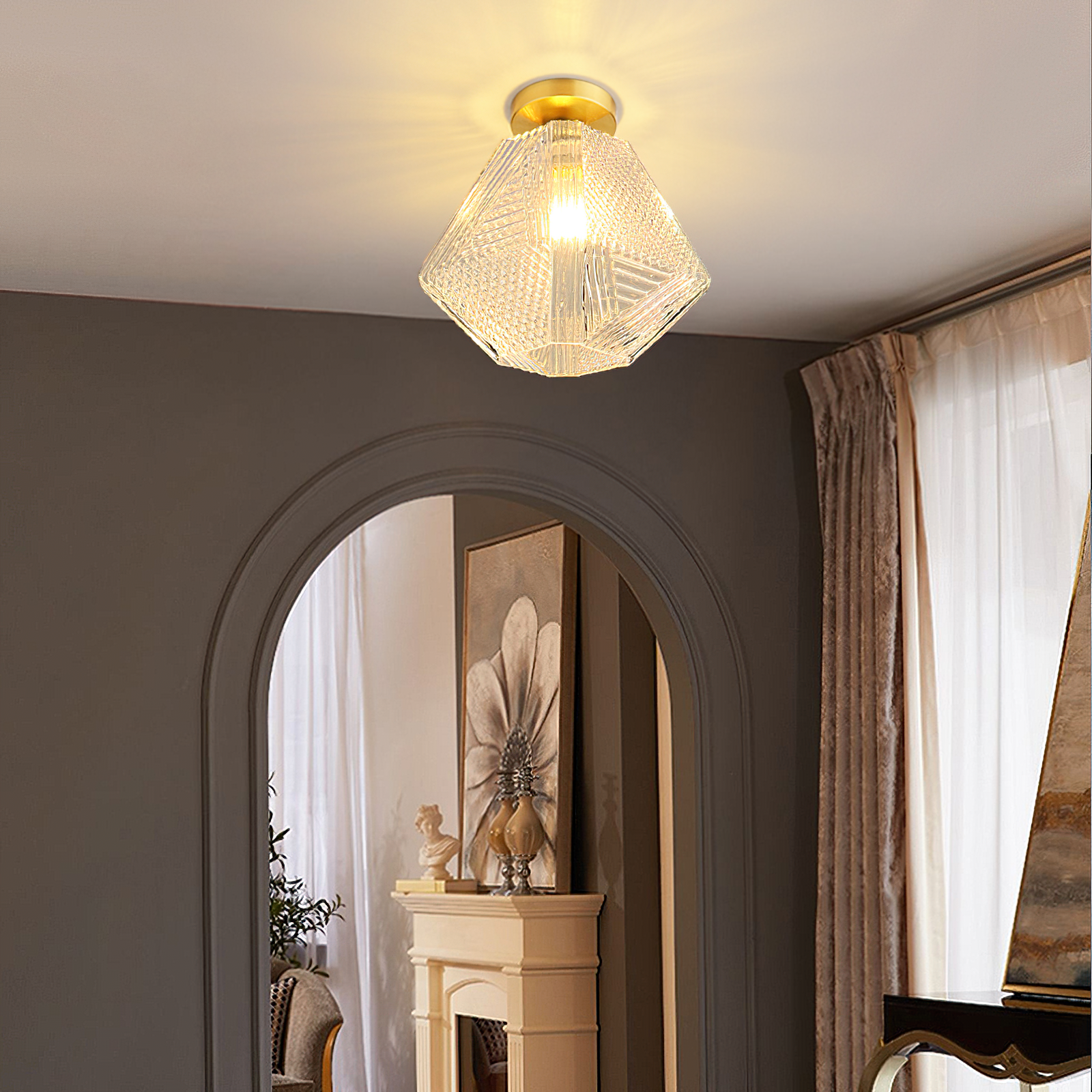 Luminara | Elegant Antique Brass Flush Mount Ceiling Light Fixture 2