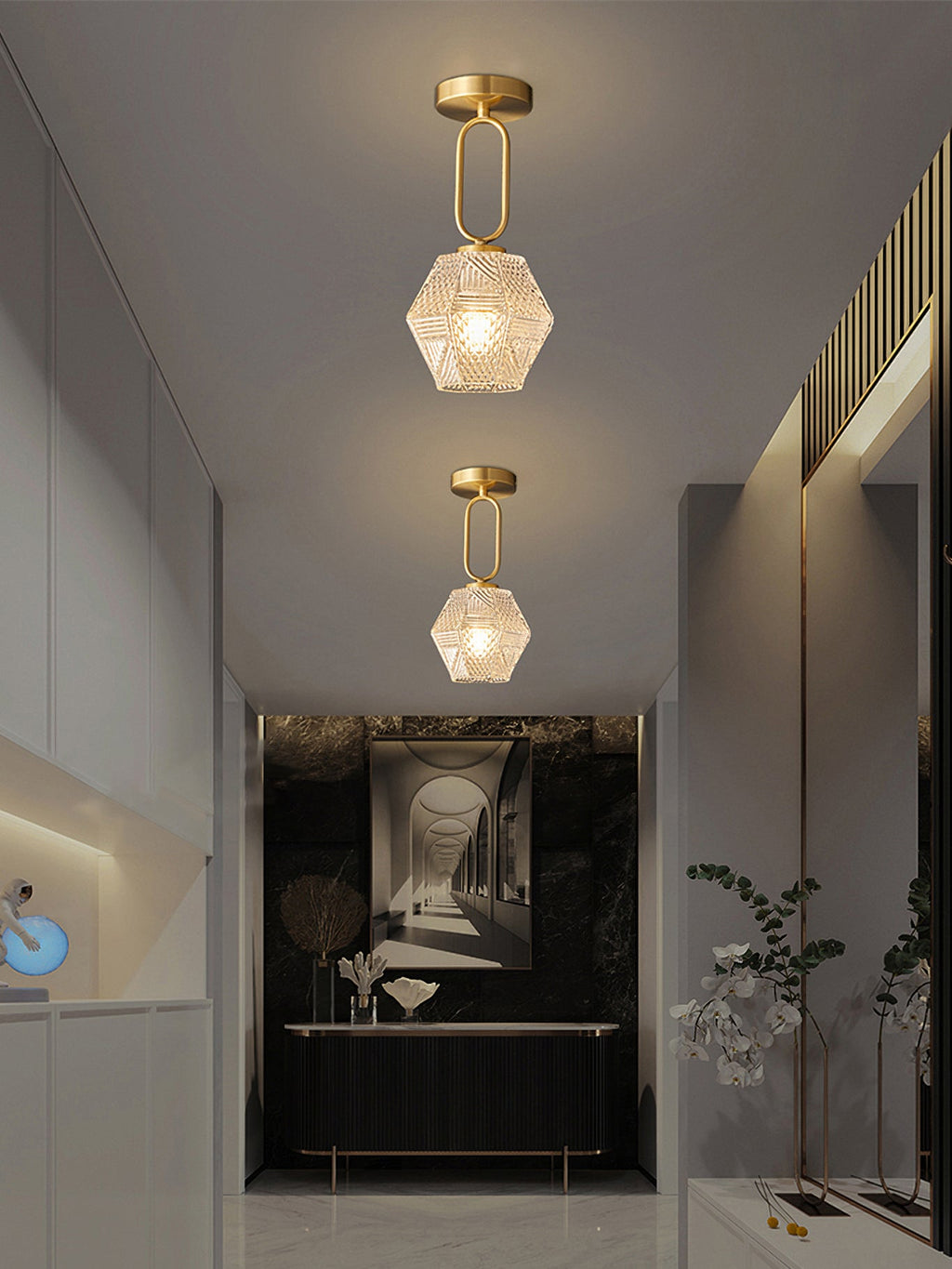 Luminara | Elegant Antique Brass Flush Mount Ceiling Light Fixture 6
