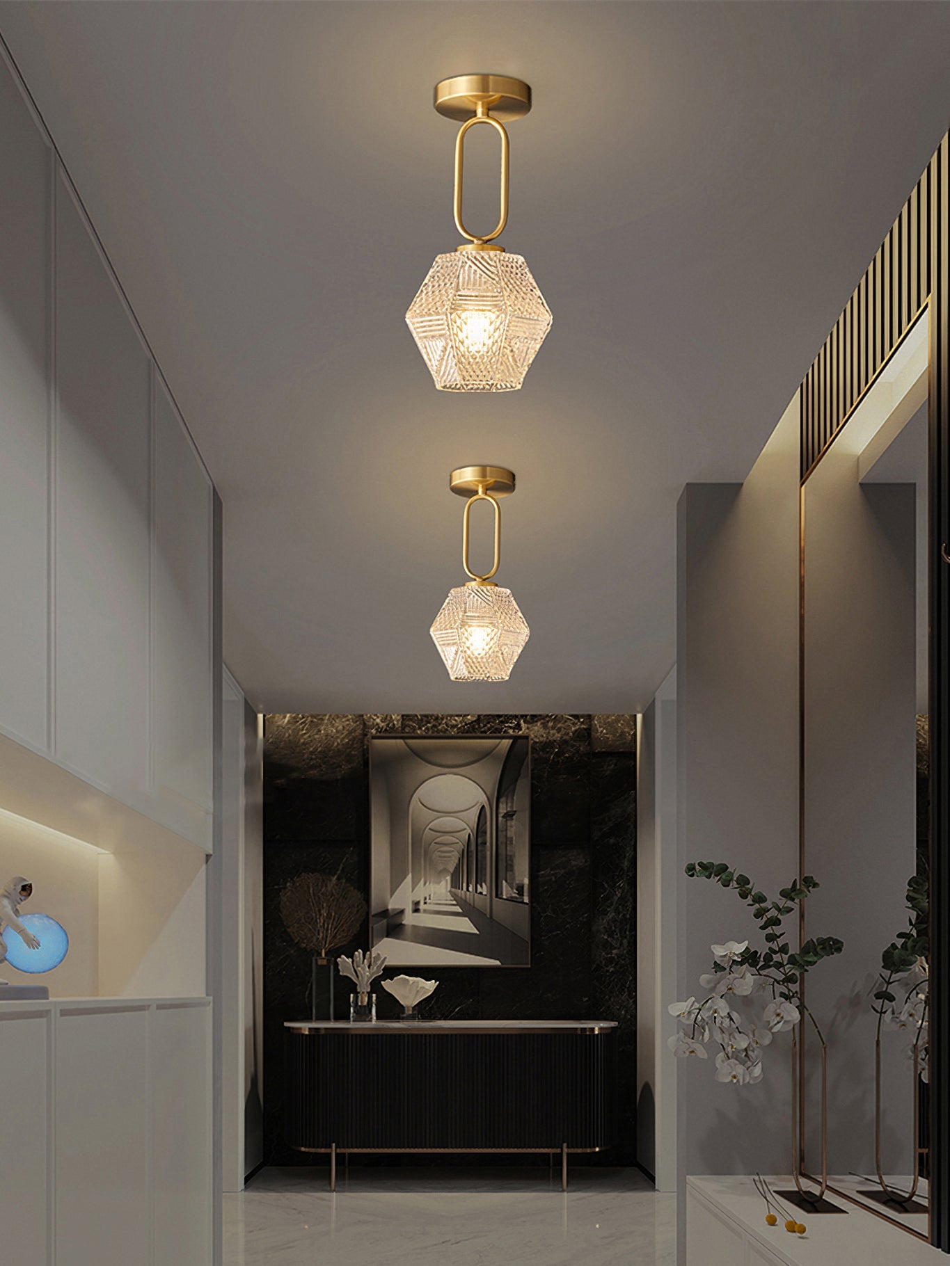 Luminara | Elegant Antique Brass Flush Mount Ceiling Light Fixture 6