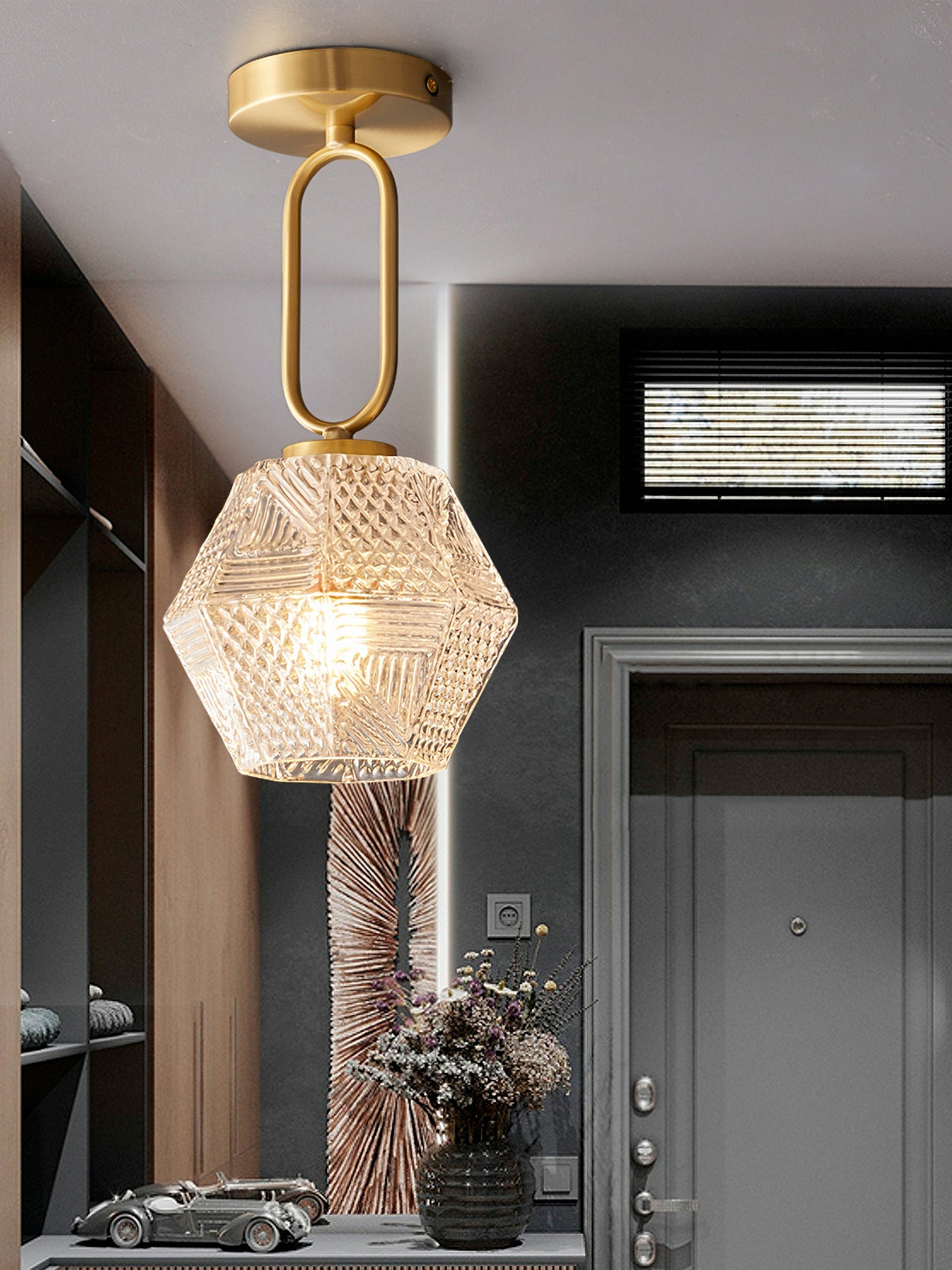 Luminara | Elegant Antique Brass Flush Mount Ceiling Light Fixture 7