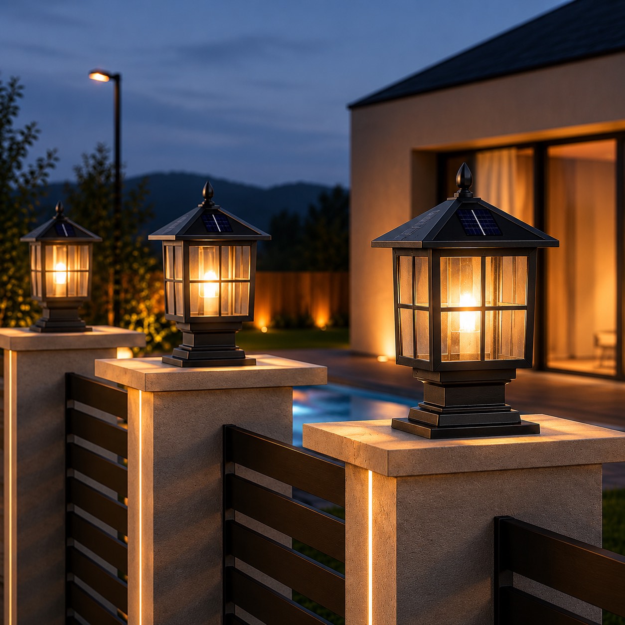 Luminara | Elegant Dual-Power Solar Outdoor Pillar Light Fixture 0