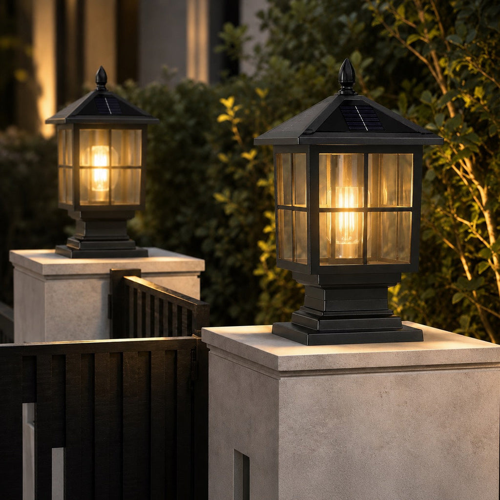 Luminara | Elegant Dual-Power Solar Outdoor Pillar Light Fixture 6