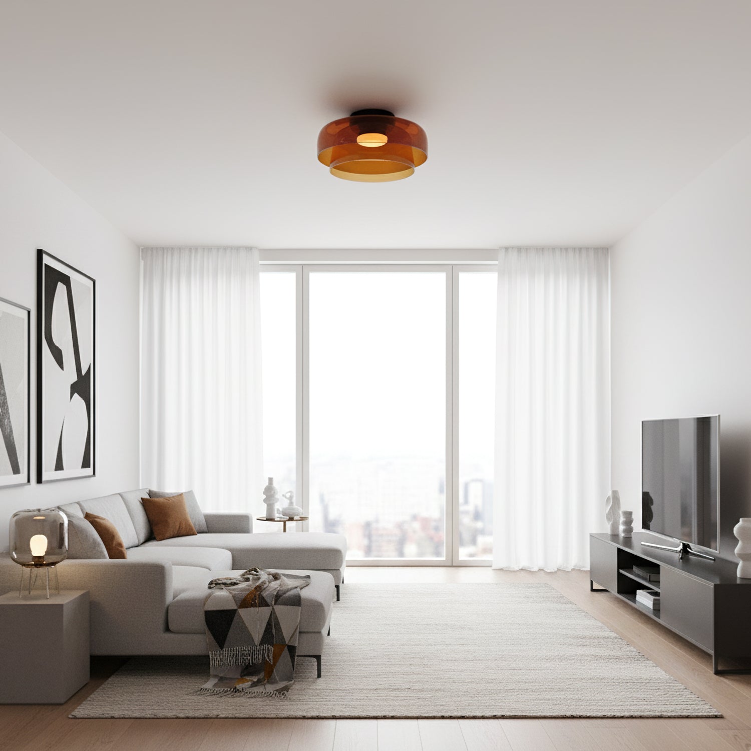 Luminara | Elegant Modern Glass Flush Mount Ceiling Light Fixture 6