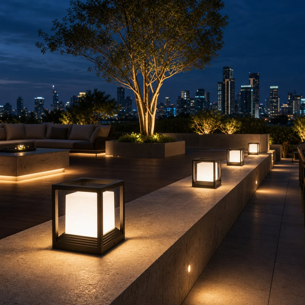 Luminara | Modern Sleek Aluminum Solar Outdoor Garden Pedestal Light 0