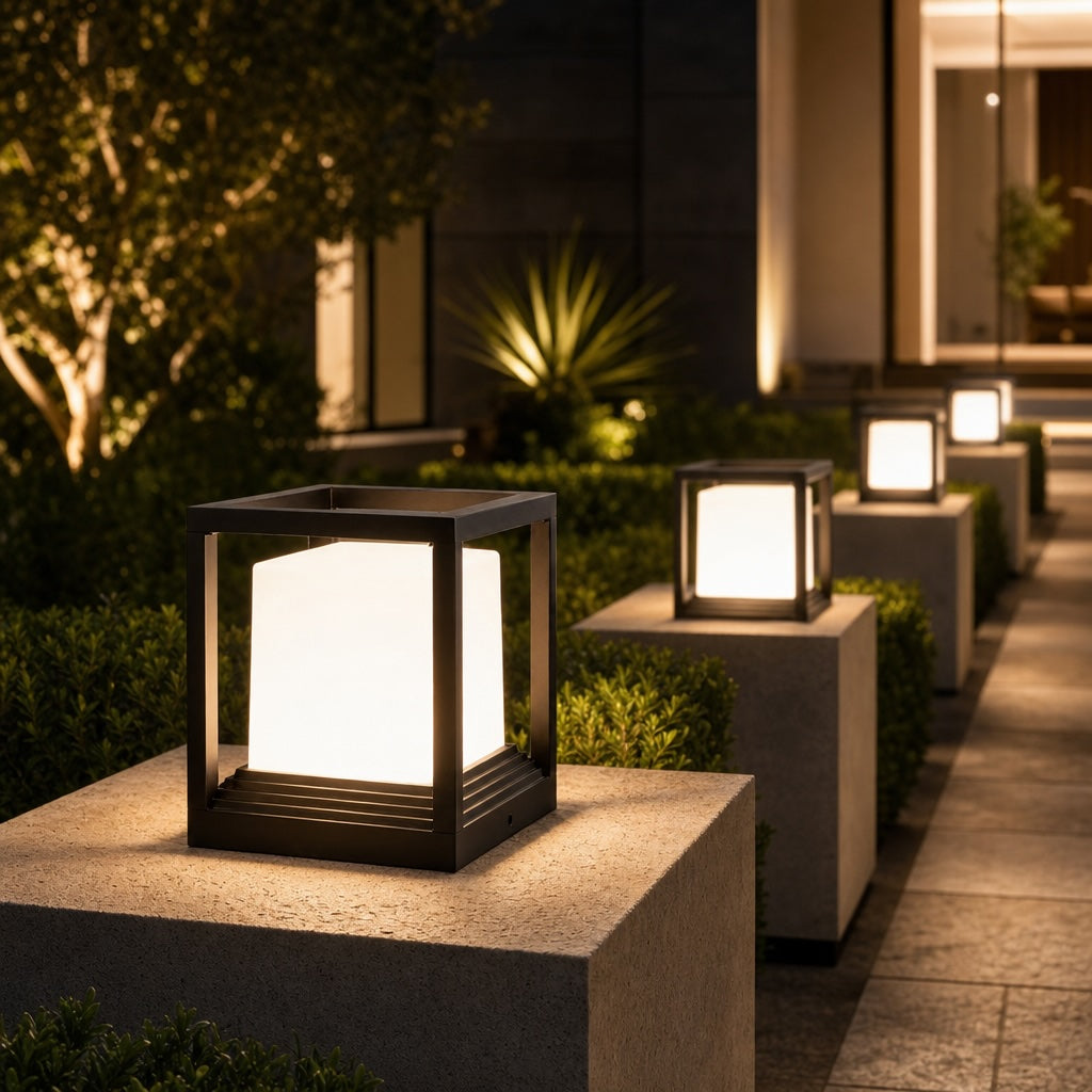 Luminara | Modern Sleek Aluminum Solar Outdoor Garden Pedestal Light 2
