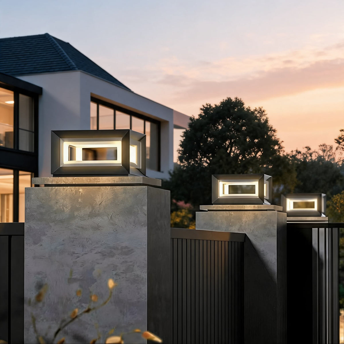Luminara | Modern Solar Stainless Steel Outdoor Post Light Fixture