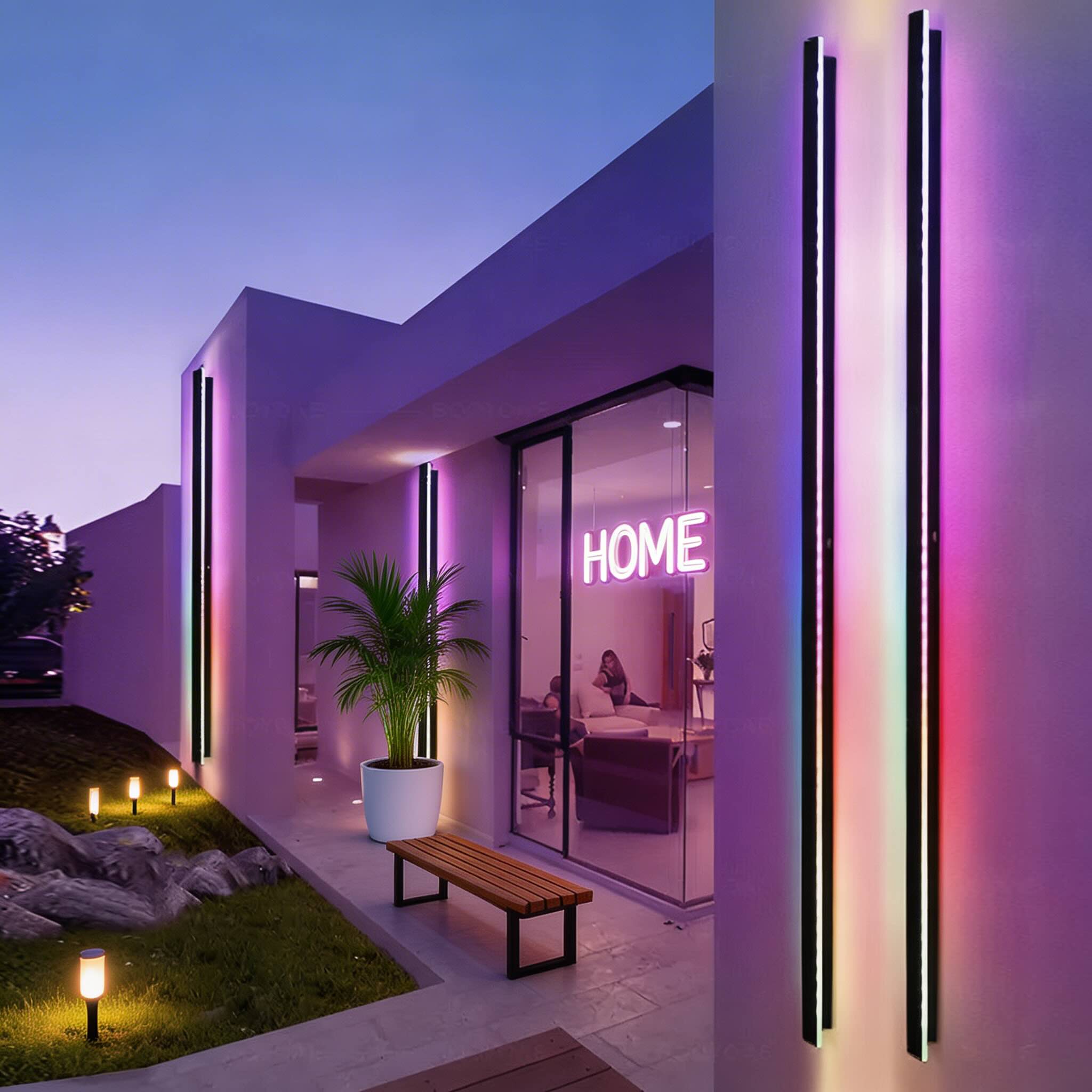 Luminara | Sleek Modern Iron Outdoor Wall Light Fixture with Adjustable Color Temperature 10