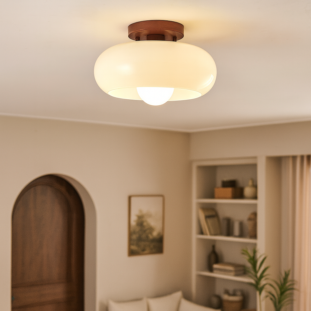 Luminara | Stylish Cream Glass Flush Mount Ceiling Light Fixture 1