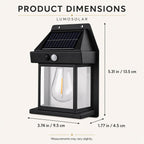 Dimensions graphic for the solar motion sensor wall light, 13.5 by 9.5 by 4.5cm