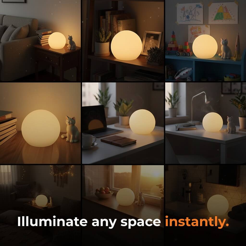 Lunara | Stylish Cordless LED Moon Table Lamp with Color Options 2