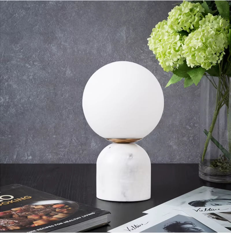 MarbleGlow | Elegant Contemporary Bedside Table Lamp with Frosted Shade 5