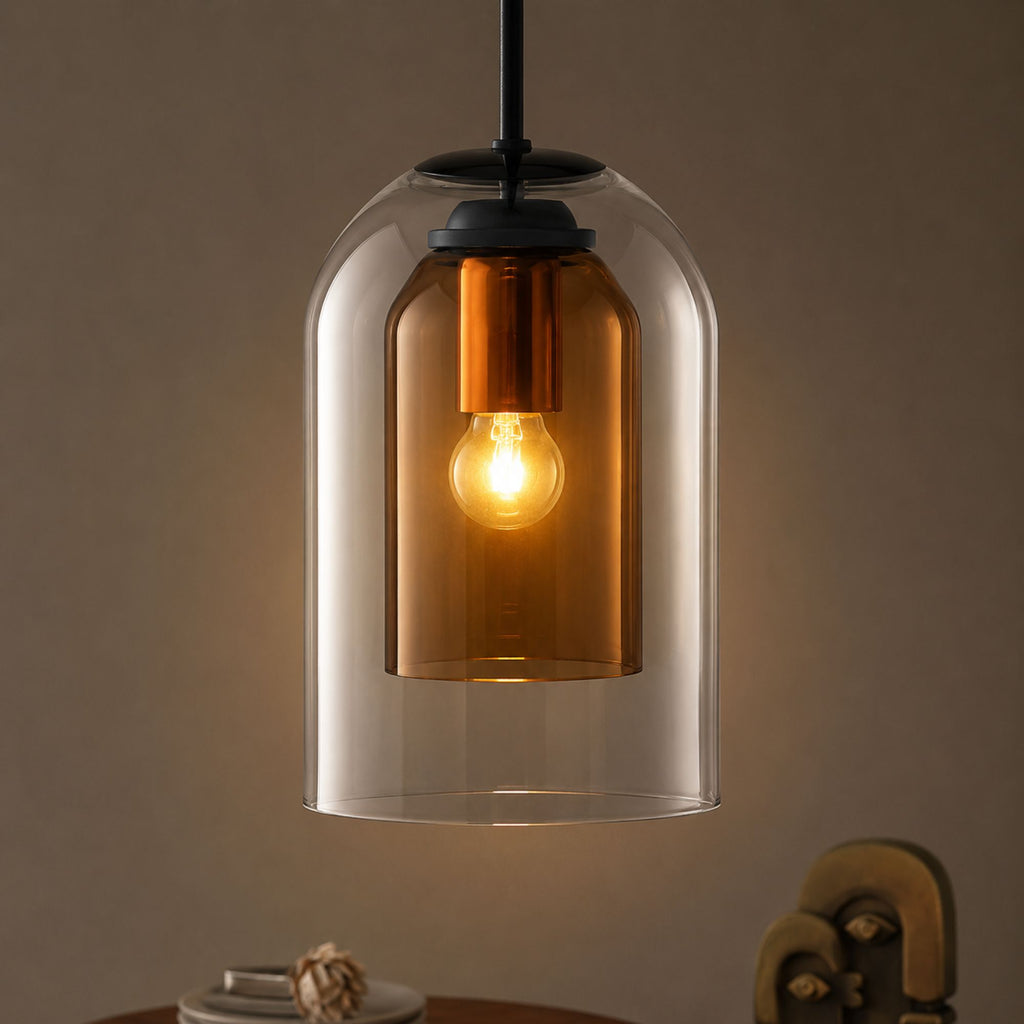 MiraGlass | Stylish Double-Layered Glass Pendant Lighting for Kitchen Island
