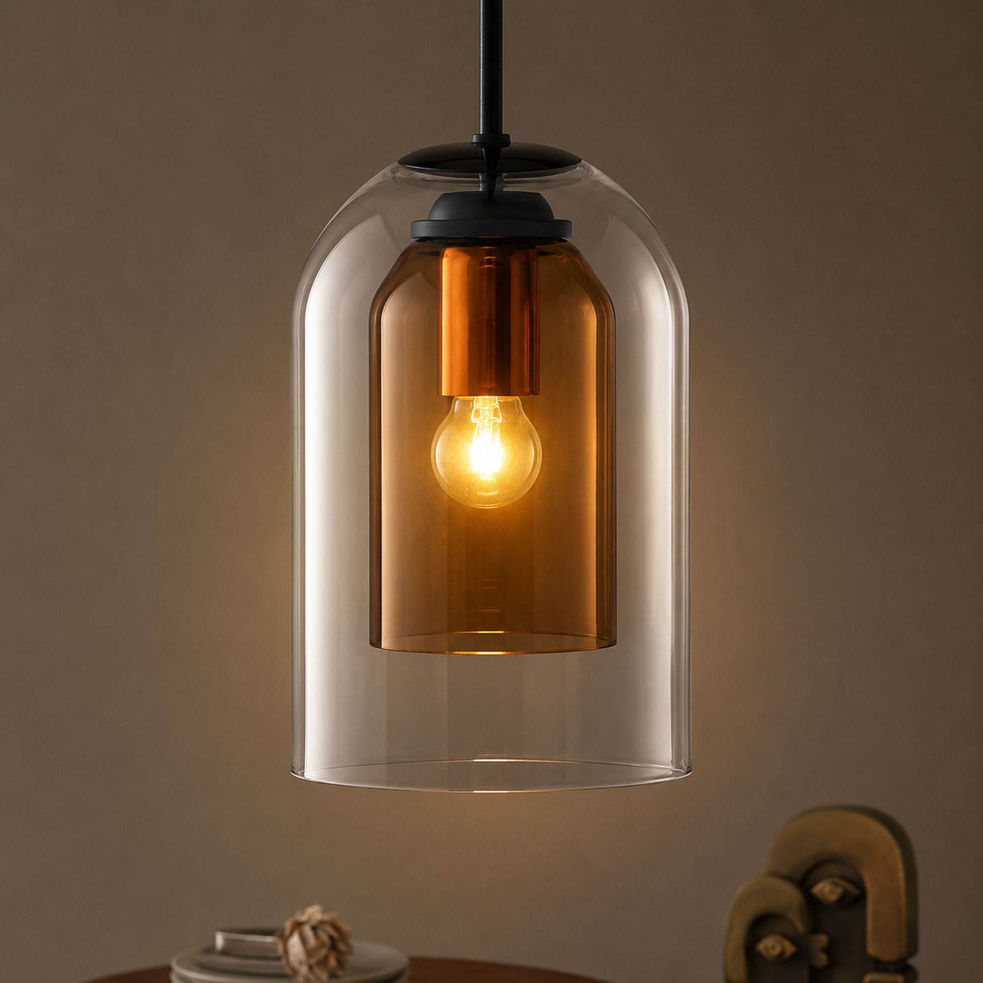 MiraGlass | Stylish Double-Layered Glass Pendant Lighting for Kitchen Island