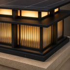 Close-up of the two-tier roof and reeded panels on the pier lantern