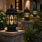 Hexagonal Outdoor Pillar Light | Gate Post Lantern, Frosted Glass