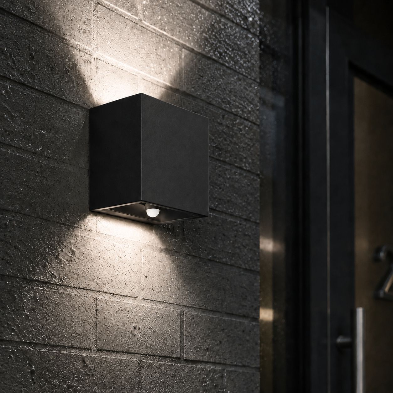 Up and down wall light, neutral 4000K, 12W black, with PIR sensor
