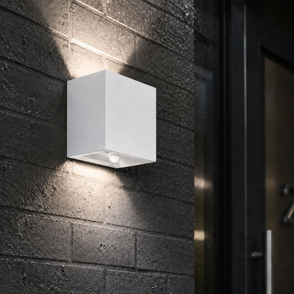 Up and down wall light, neutral 4000K, 12W white, with PIR sensor