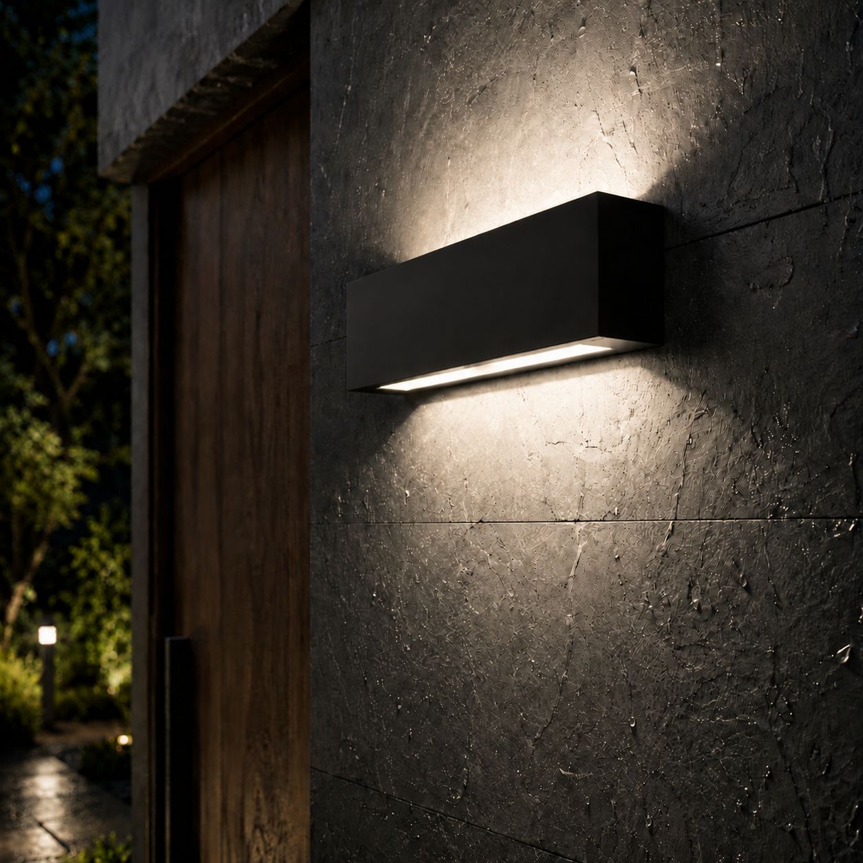 Up and down wall light, neutral 4000K, 24W black, no sensor
