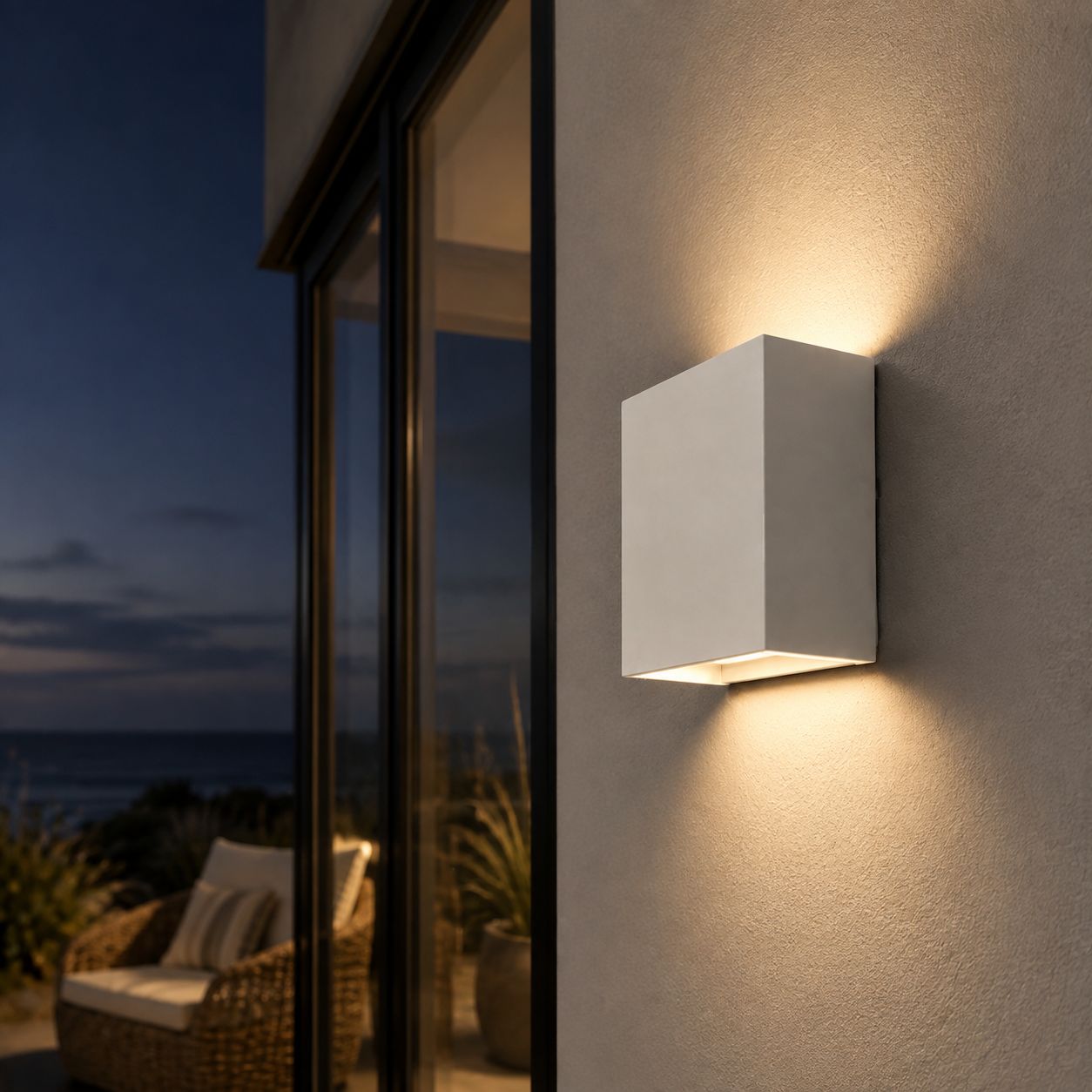 Up and down wall light, warm 3000K, 12W white, no sensor