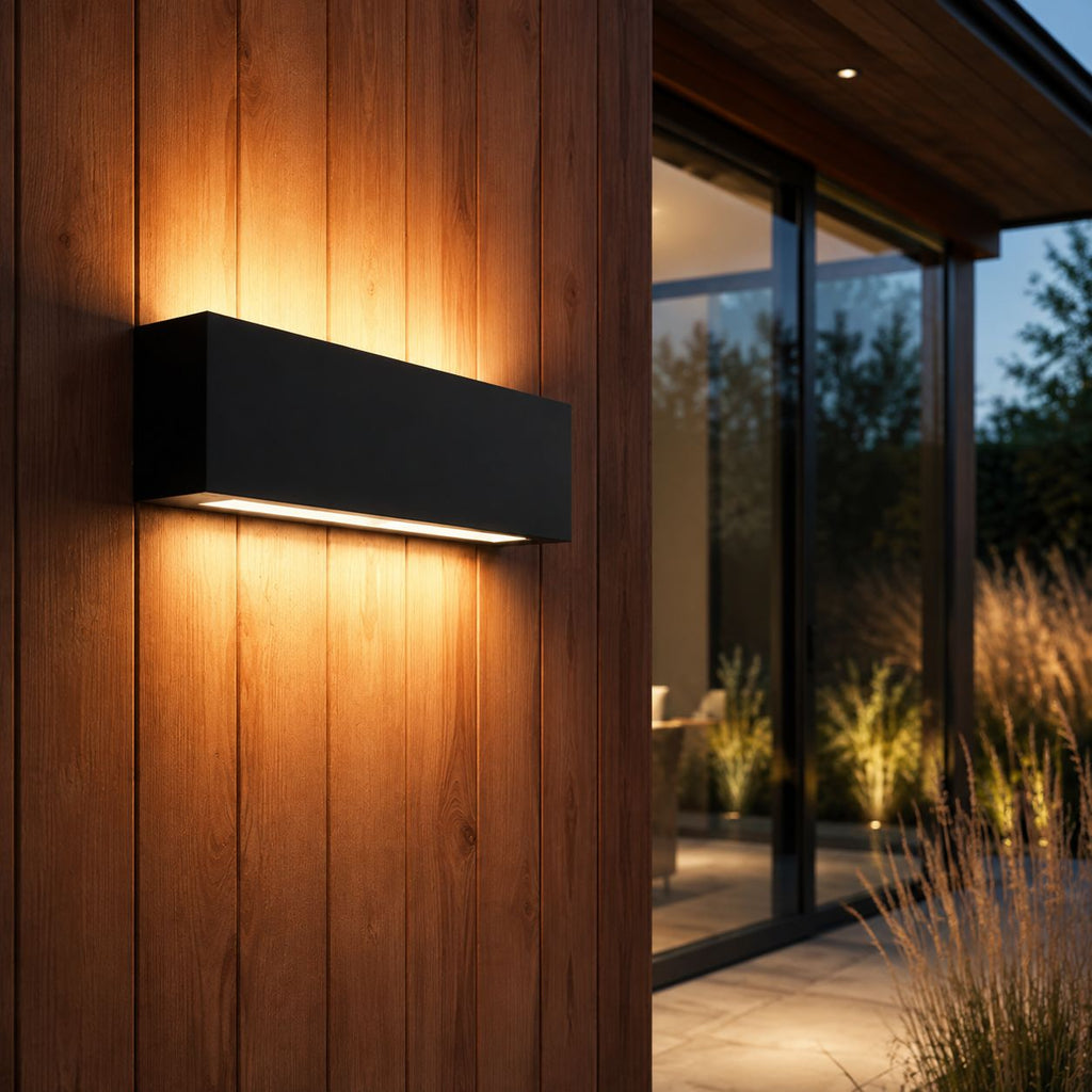 Up and down wall light, warm 3000K, 24W black, no sensor