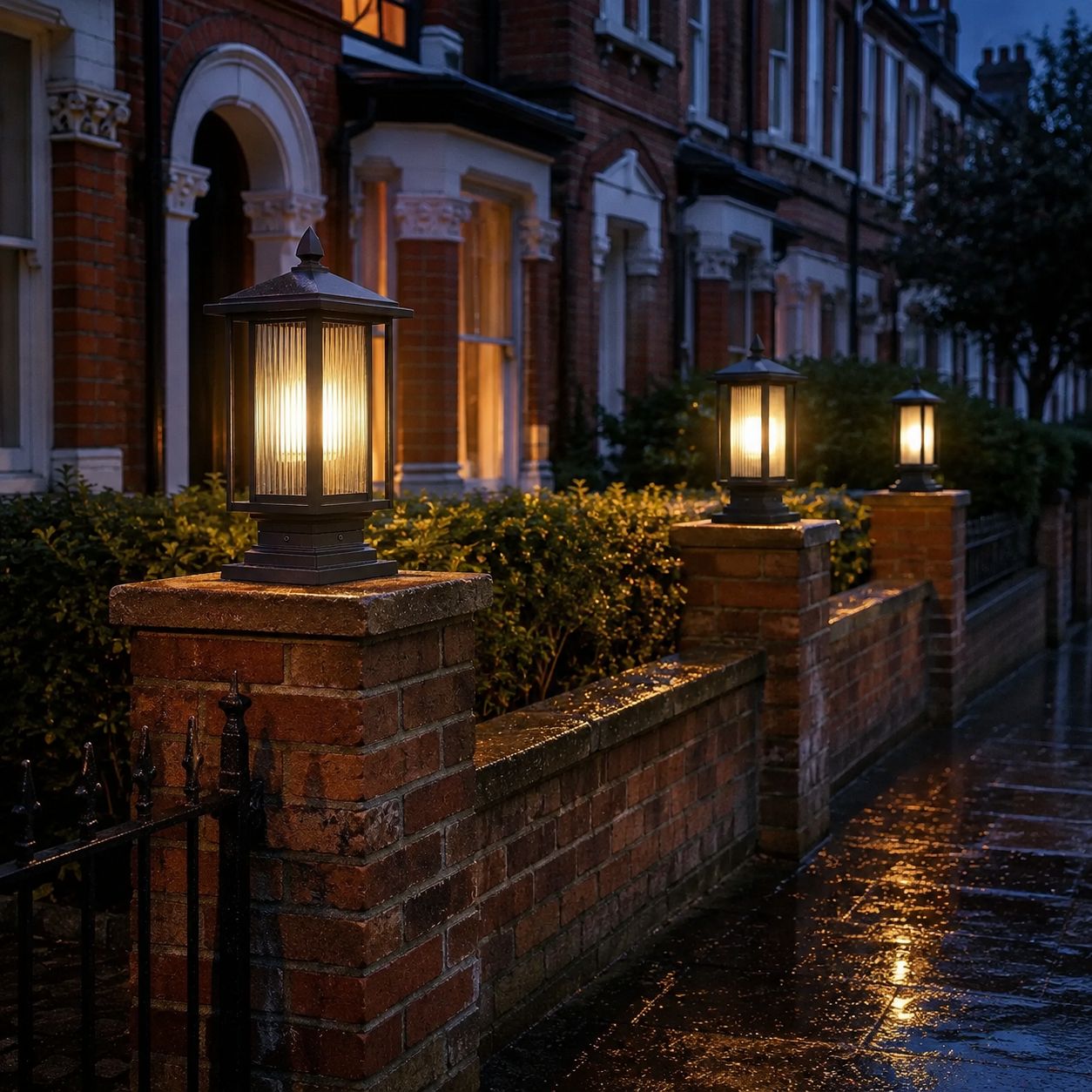 Outdoor Post Light | Ribbed Glass Post Cap Lantern, 37cm