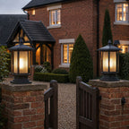 Outdoor Post Light | Ribbed Glass Post Cap Lantern, 37cm