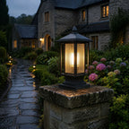 Outdoor Post Light | Ribbed Glass Post Cap Lantern, 37cm