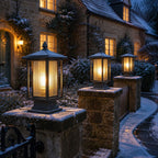 Outdoor Post Light | Ribbed Glass Post Cap Lantern, 37cm